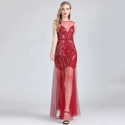 Seductive See-Through Mesh Shiny Dress - Image 3
