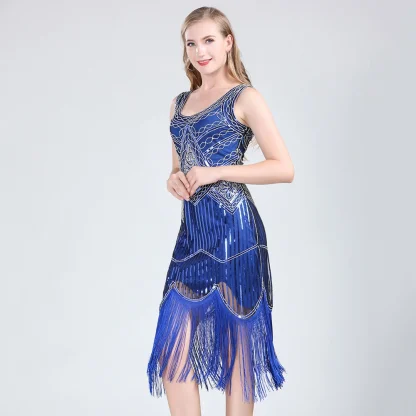 Vintage-Like Sparkling Tassel Dress - Image 6