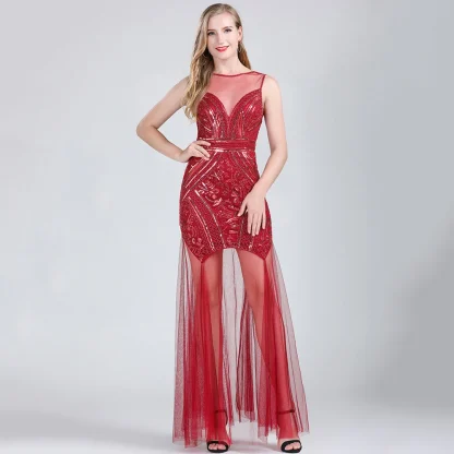 Seductive See-Through Mesh Shiny Dress - Image 2