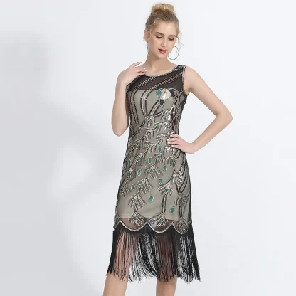 Vintage-Like Sparkling Tassel Dress