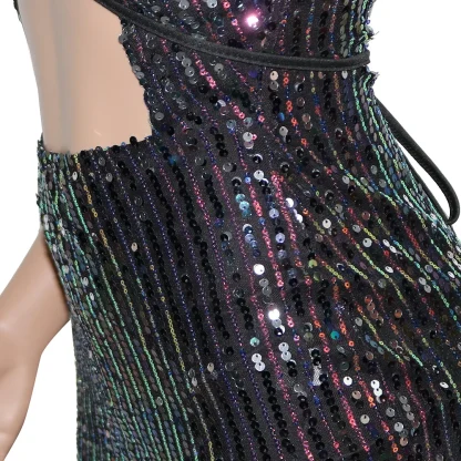 Halter Neck Open Front Sequin Dress - Image 6