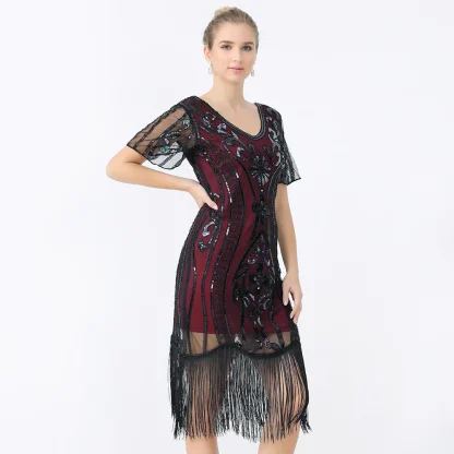 Elegant Evening Sequin Fringe Dress - Image 5
