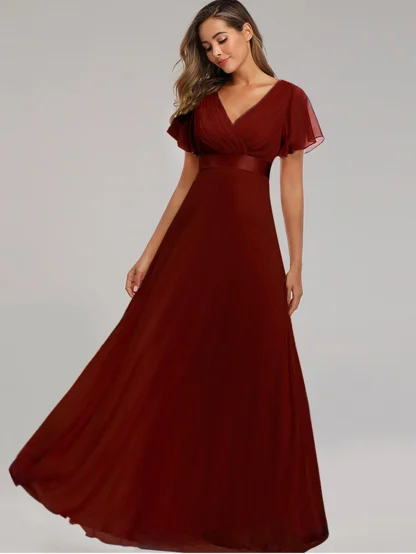 Short Flare Sleeve Sequin Chiffon Dress - Image 7