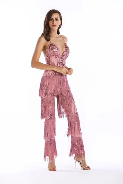 Tassel Sparkling Sequin Romper Dress - Image 6