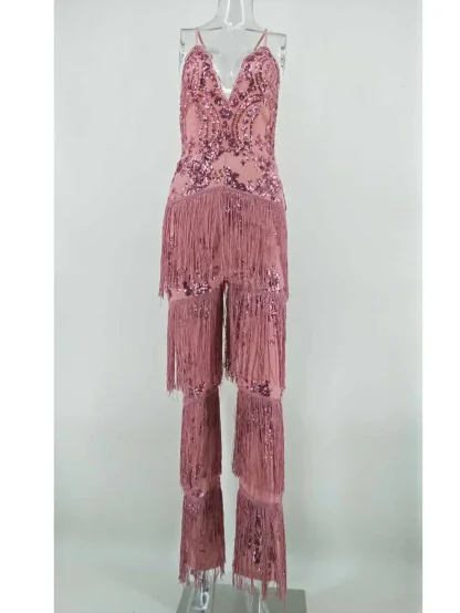 Tassel Sparkling Sequin Romper Dress - Image 7
