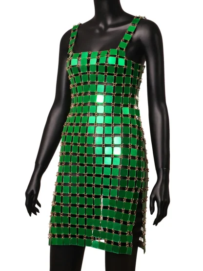 Metal Slip Backless Sparkling Dress - Image 3