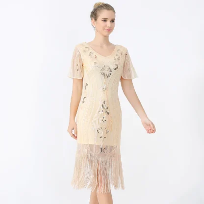 Elegant Evening Sequin Fringe Dress - Image 6