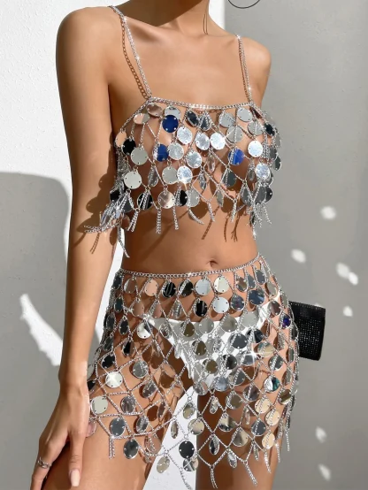 See-Through Metal Sequin Summer Dress