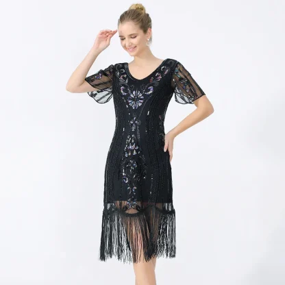 Elegant Evening Sequin Fringe Dress