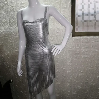 Sparkle Slip Bodycon Tassel Shiny Dress - Image 3