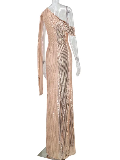 One-Shoulder Sequin Sparkling Dress - Image 7