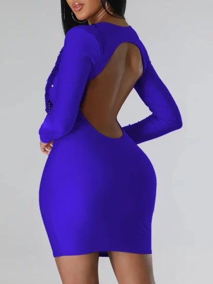 Deep V-Neck Open Back Sequin Dress - Image 6