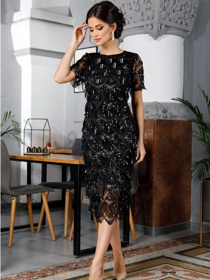 Sexy Fringe Sparkling Midi Dress