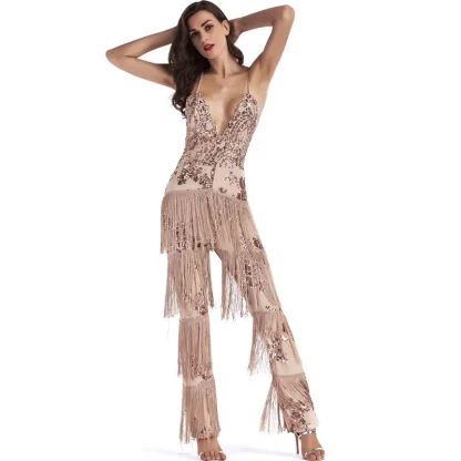 Tassel Sparkling Sequin Romper Dress - Image 4
