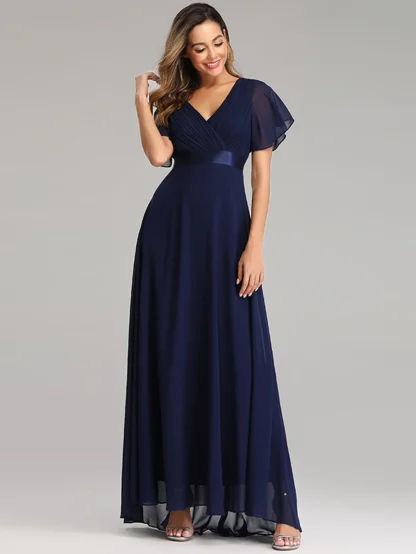 Short Flare Sleeve Sequin Chiffon Dress