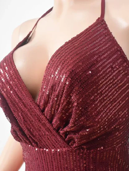 Slip Deep V-Neck Sparkling Dress - Image 7