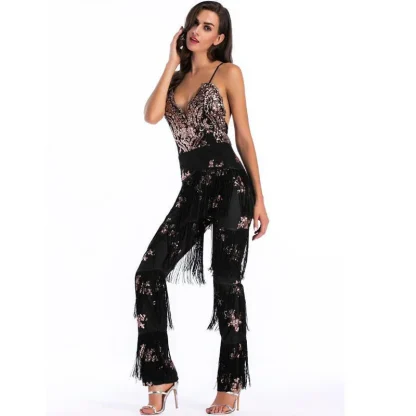 Tassel Sparkling Sequin Romper Dress