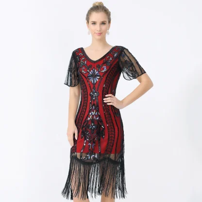 Elegant Evening Sequin Fringe Dress - Image 4