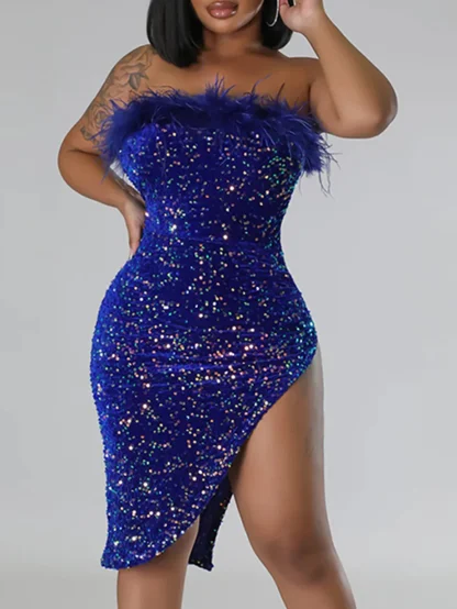 Sleeveless Slit Bodycon Shiny Dress - Image 5