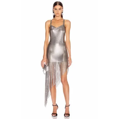 Sparkle Slip Bodycon Tassel Shiny Dress