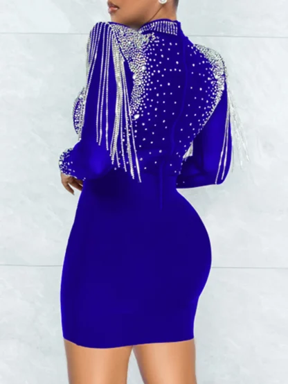 Puff Long Sleeve Sequin Dress - Image 7