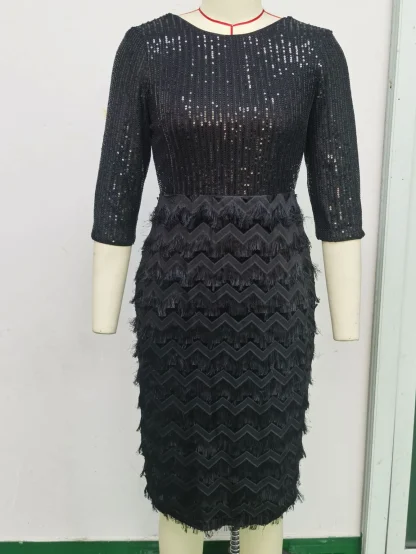 Glamorous Black Fringe Sequin Dress - Image 5