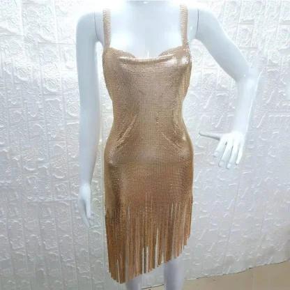 Sparkle Slip Bodycon Tassel Shiny Dress - Image 4