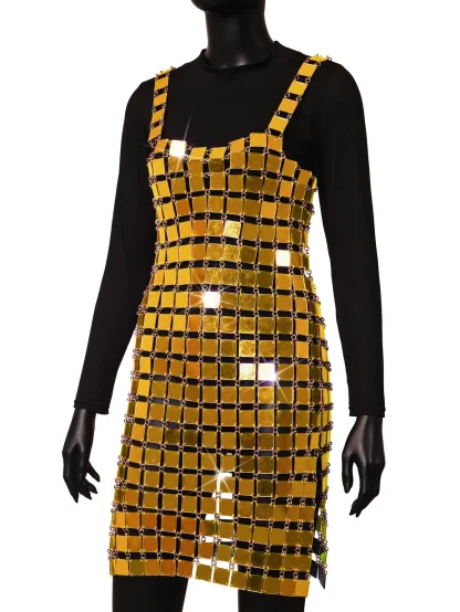 Metal Slip Backless Sparkling Dress - Image 5
