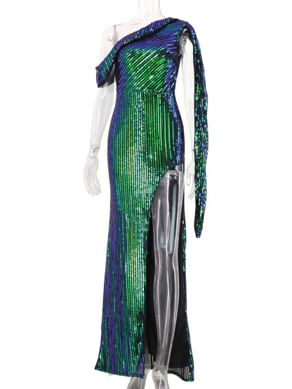 One-Shoulder Sequin Sparkling Dress - Image 5