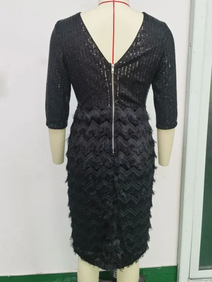Glamorous Black Fringe Sequin Dress - Image 7