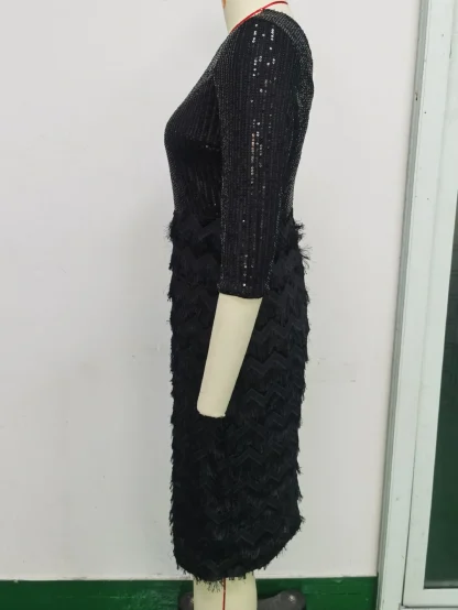 Glamorous Black Fringe Sequin Dress - Image 6