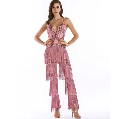 Tassel Sparkling Sequin Romper Dress - Image 5
