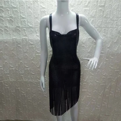 Sparkle Slip Bodycon Tassel Shiny Dress - Image 5