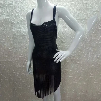 Sparkle Slip Bodycon Tassel Shiny Dress - Image 6
