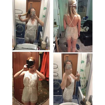 Elegant Sequin Beach Party Romper - Image 4