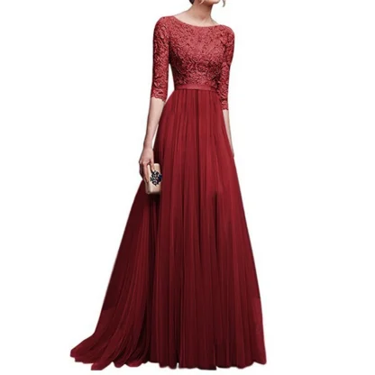 Elegant Lace Sequin Maxi Dress - Image 2