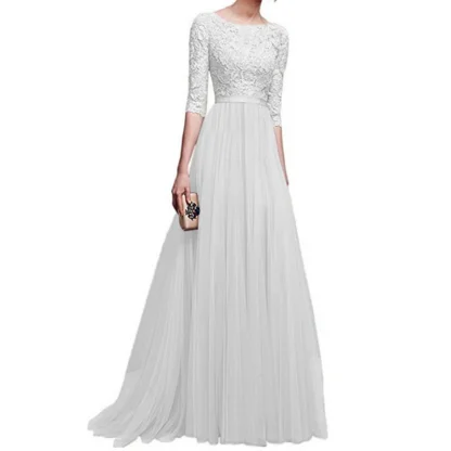 Elegant Lace Sequin Maxi Dress - Image 3