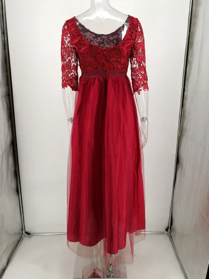 Elegant Lace Sequin Maxi Dress - Image 5