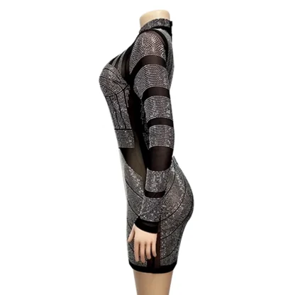 Black See-Through Sequin Party Dress - Image 4