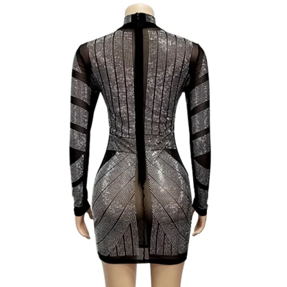 Black See-Through Sequin Party Dress - Image 5