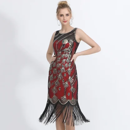 Vintage-Like Sparkling Tassel Dress - Image 3
