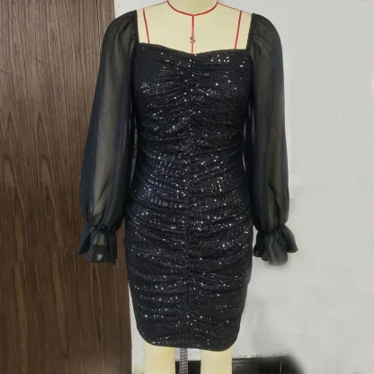 Enchanting Chiffon Sleeve Sequin Dress - Image 3