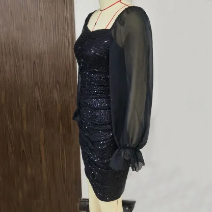 Enchanting Chiffon Sleeve Sequin Dress - Image 6
