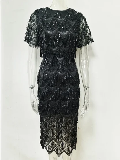 Sexy Fringe Sparkling Midi Dress - Image 3