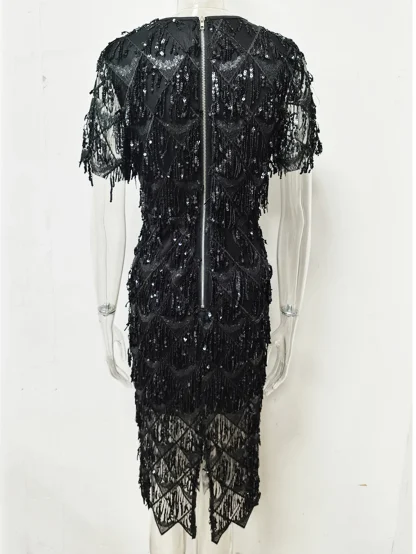 Sexy Fringe Sparkling Midi Dress - Image 2