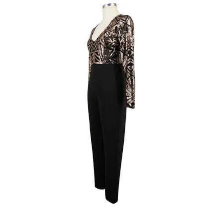 Elegant Glitter Sequin One-Piece Bodysuit - Image 2