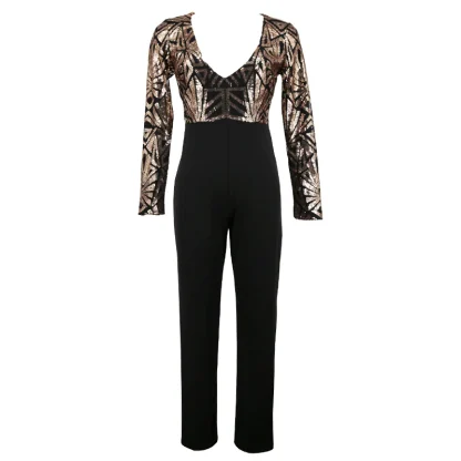 Elegant Glitter Sequin One-Piece Bodysuit
