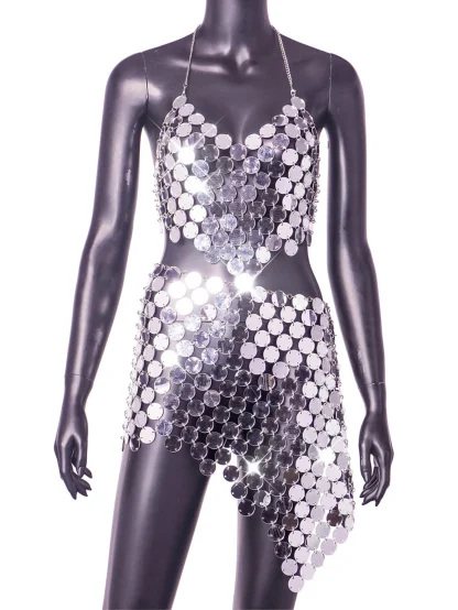 Dazzling Metal Sequin Dress Set - Image 3