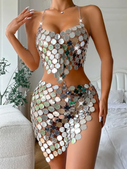 Dazzling Metal Sequin Dress Set - Image 5