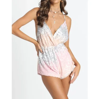 Glittering V-Neck Sequin Jumpsuit
